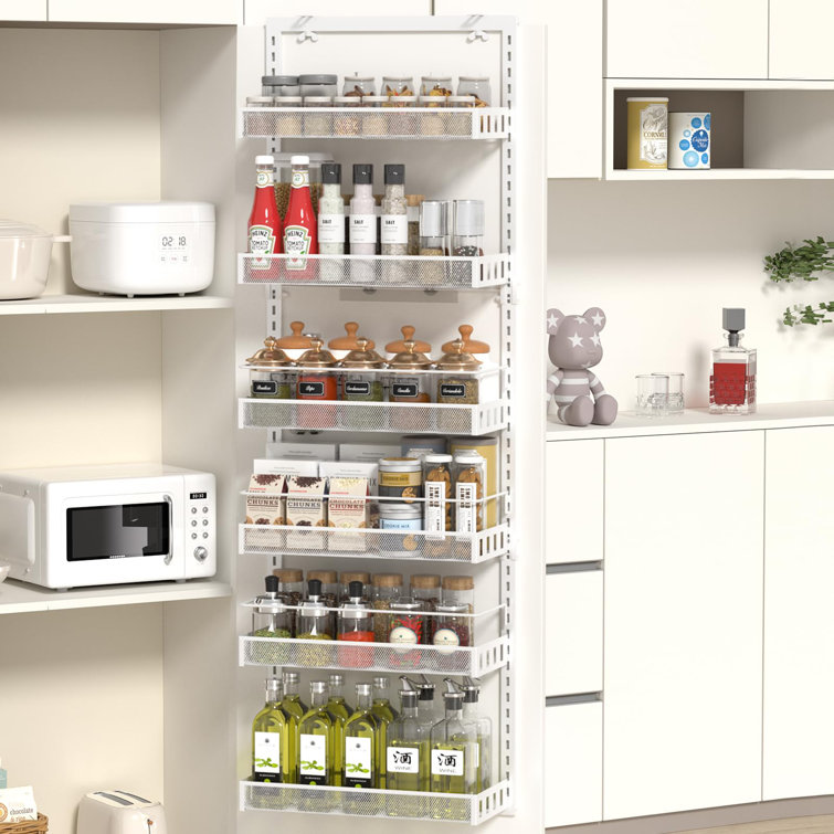 Belfry Kitchen Over Door Spice Rack 6 Tier Adjustable Over The Door Storage Pantry Door Organizer Shelves With Hook For Each Layer Back Door Metal Hanging Spice Can Rack For Pantry Bathroom